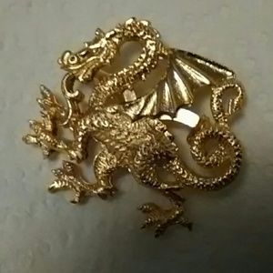 Golden Dragon Brooch 2.5" x 3"